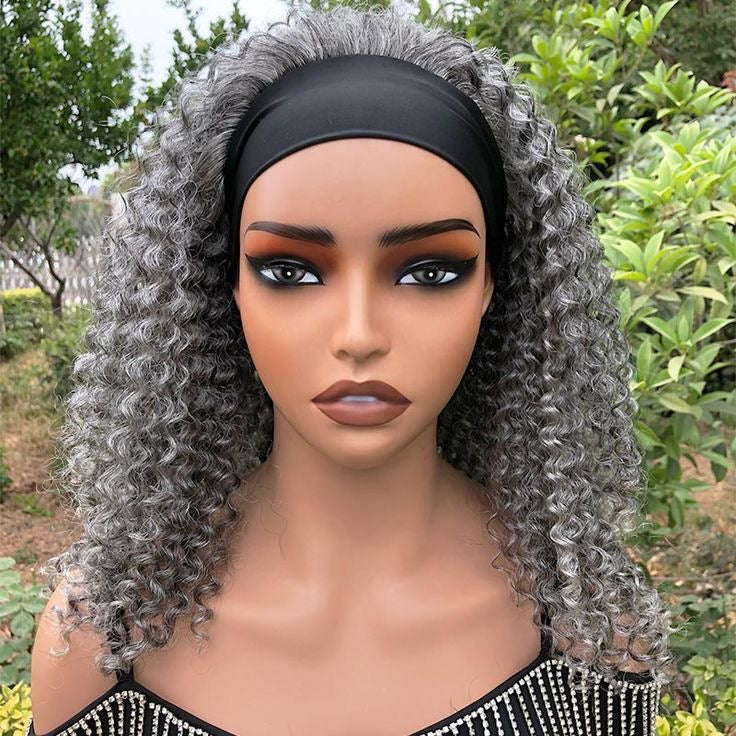 Bandeau Wig Jerry Curly (Poivre et Sel)(Pure Orchid)